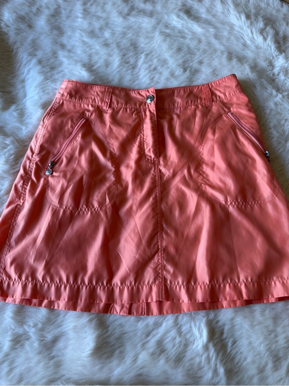 Daily Sports Coral Pink Mini Skort with Zip Pockets